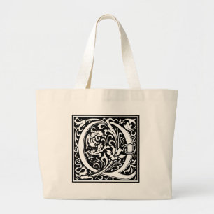 Bolsa Tote Grande Letra Q Monograma Medieval Art Nouveau