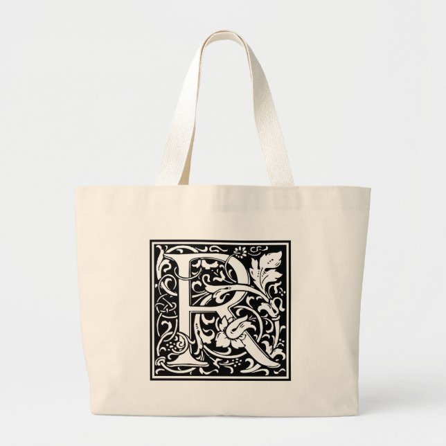 Bolsa Tote Grande Letra R Monograma Medieval Art Nouveau (Frente)