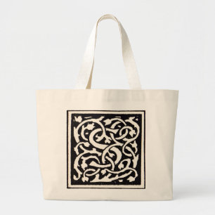 Bolsa Tote Grande Letra S Art Nouveau Monograma Vintage