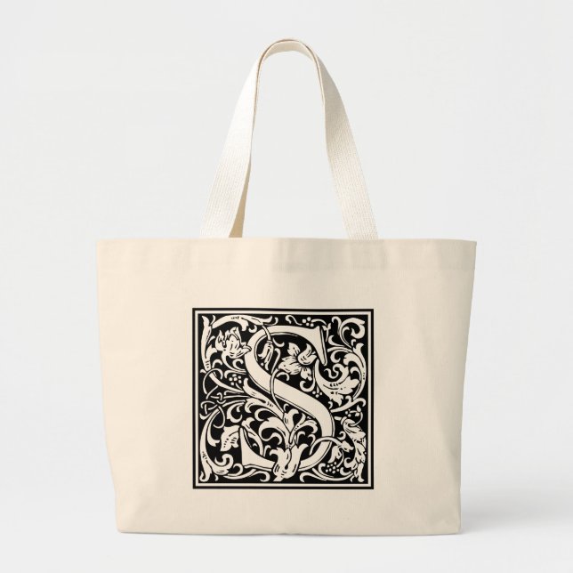Bolsa Tote Grande Letra S Monograma Medieval Art Nouveau (Frente)