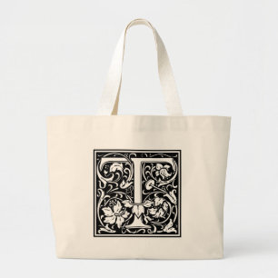 Bolsa Tote Grande Letra T Monograma Medieval Arte Nova