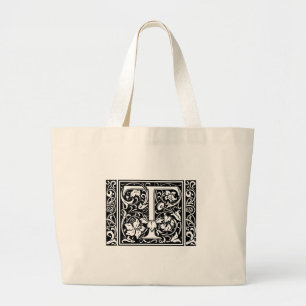 Bolsa Tote Grande Letra T Monograma Medieval Arte Nova