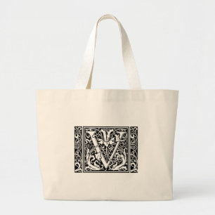 Bolsa Tote Grande Letra V Monograma Medieval Arte Nova