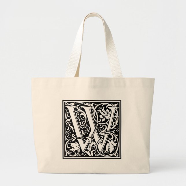 Bolsa Tote Grande Letra W Monograma Medieval Art Nouveau (Frente)
