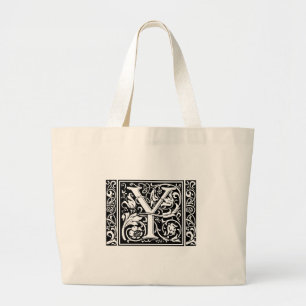 Bolsa Tote Grande Letra Y Monograma Medieval Arte Nova