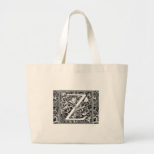 Bolsa Tote Grande Letra Z Monograma Medieval Art Nouveau