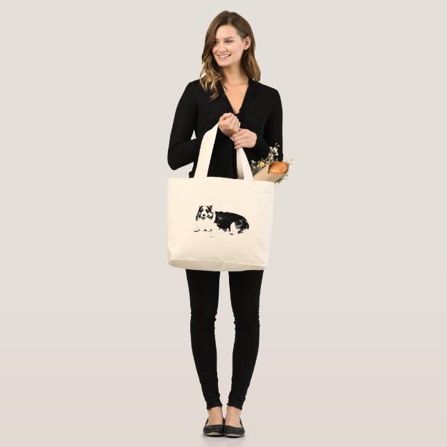 Bolsa Tote Grande Leve o Corgi Calmo (Frente (modelo))