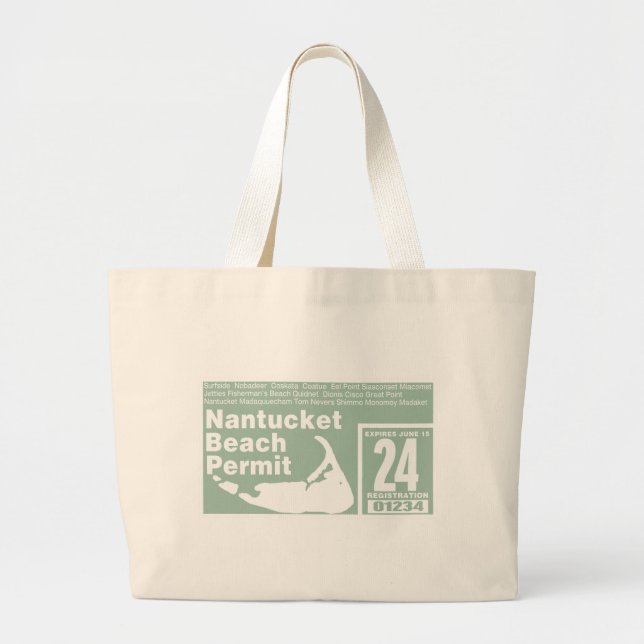 Bolsa Tote Grande Licença de praia Nantucket 2024 verde (Frente)