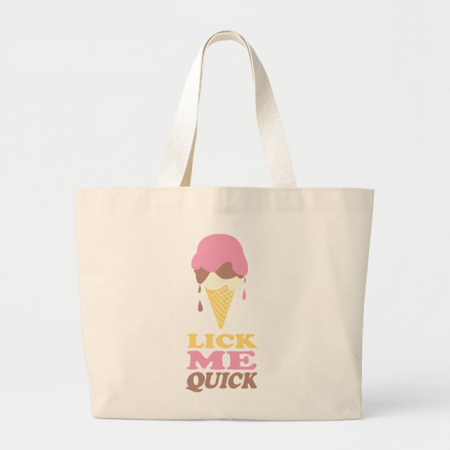 Bolsa Tote Grande Lick me sorvete gotejando gráfico (Frente)