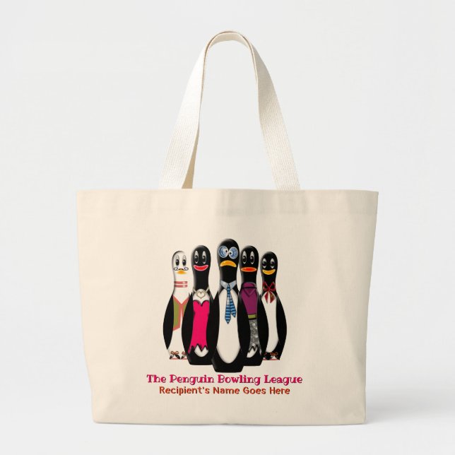 Bolsa Tote Grande Liga de Boliches Pinguins Personalizada (Frente)