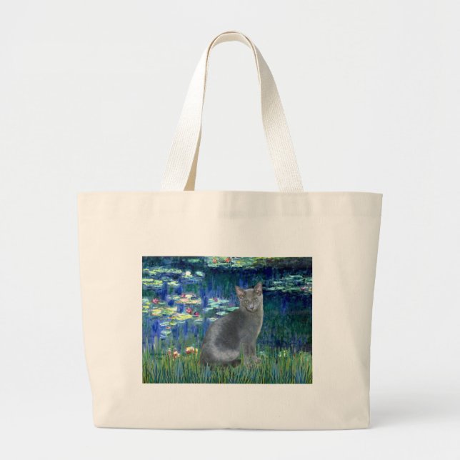 Bolsa Tote Grande Lilies 5 - gato Azul Russo 2 (Frente)