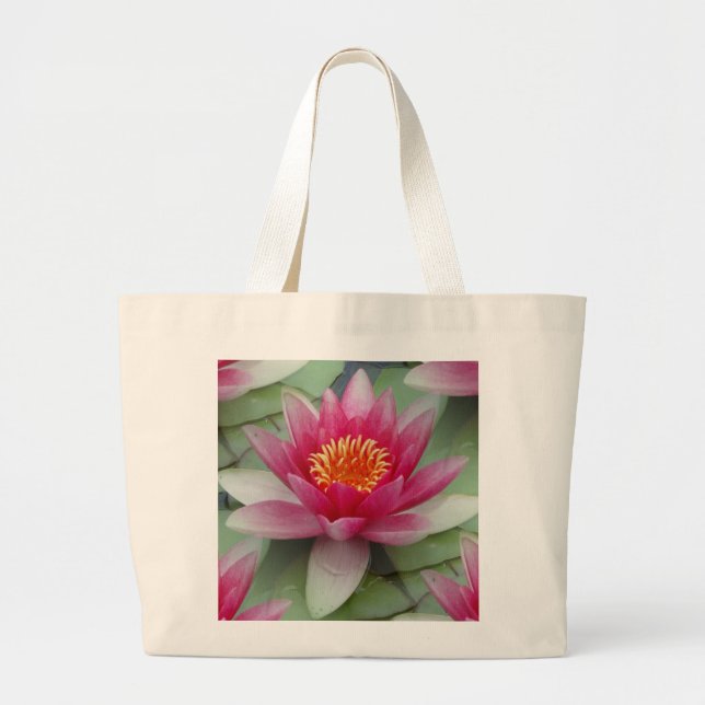 Bolsa Tote Grande Lily de Água do Lotus Rosa (Frente)
