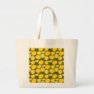 Bolsa Tote Grande Limões Amarelos & Padrão Verde Oliva: Citrino Mode