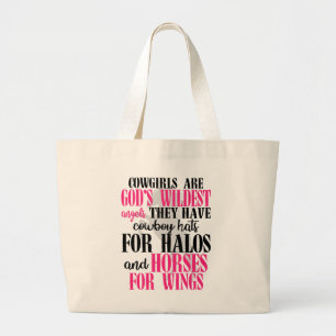 Bolsa Tote Grande Linda Cowgirl Deus Anjos Equestre Ocidental Cavalo