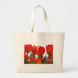 Bolsa Tote Grande Lindas Flores De Tulipas Vermelhas.