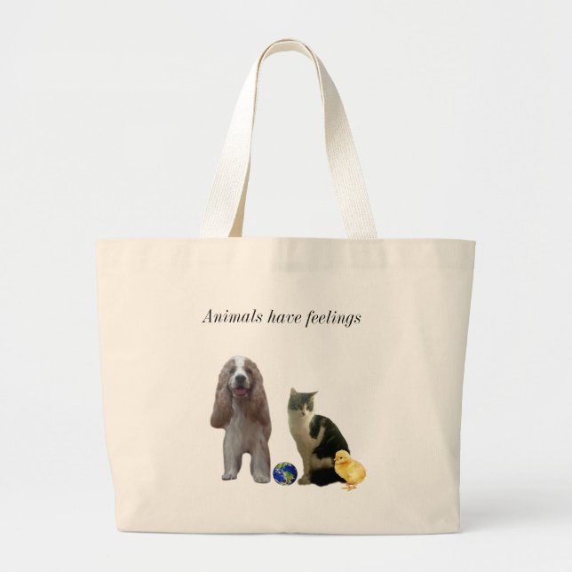 Bolsa Tote Grande Lindo Cachorro, Gato Persa e Frango (Frente)