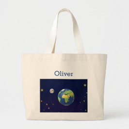 Bolsa Tote Grande Lindo Nome Personalizado do Espaço Exterior do Sis