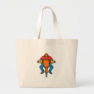 Bolsa Tote Grande Linha arte do Jackhammer do trabalhador da