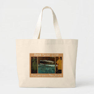 Bolsa Tote Grande Linha Red Star ~ Antuérpia-Nova York