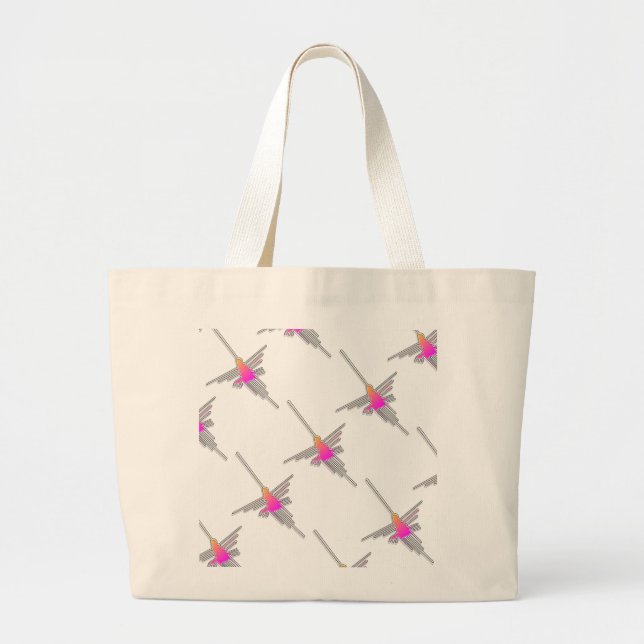 Bolsa Tote Grande Linhas Nazca Hummingbird - Versão em Lado (Frente)