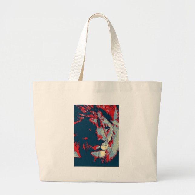 Bolsa Tote Grande Lion de pop Art (Frente)