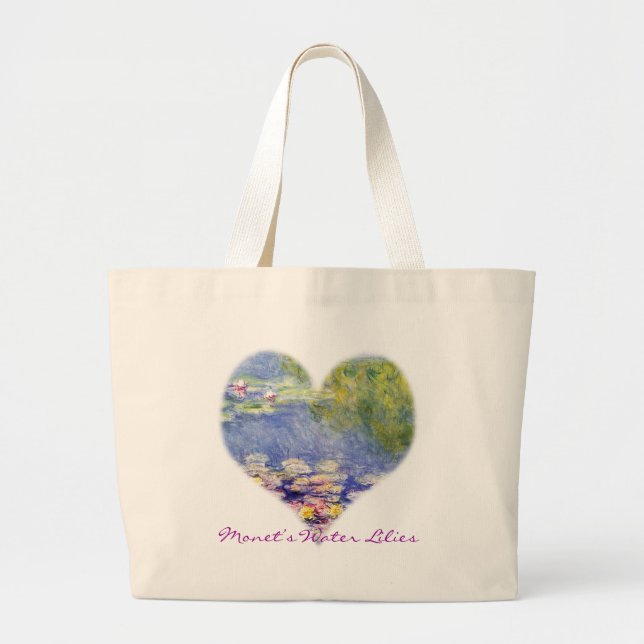 Bolsa Tote Grande Lírios de água de Monet (Frente)
