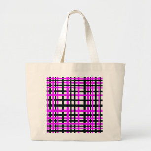 Bolsa Tote Grande Listras de Intertravamento Cor-de-rosa Preto