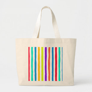 Bolsa Tote Grande Listras desenhadas à mão em cores brilhantes de po