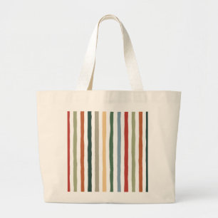 Bolsa Tote Grande Listras desenhadas à mão em cores inspiradas na ar
