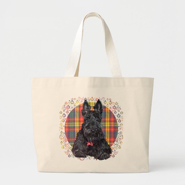 Bolsa Tote Grande Little Tartan Scottie Dog (Frente)