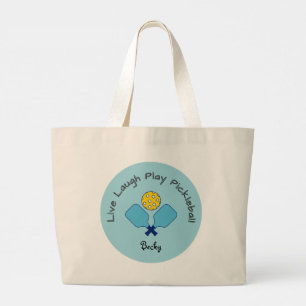 Bolsa Tote Grande Live Laugh Play Pickleball Tote Bag