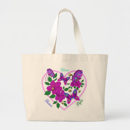 Bolsa Tote Grande Live Love Life Hearts Butterflies & Bees Inspire