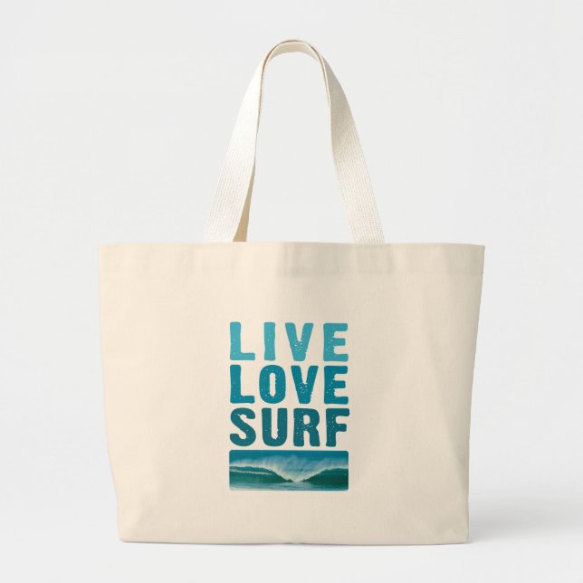 Bolsa Tote Grande live_love_surf (Frente)