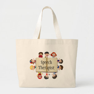 Bolsa Tote Grande Livro bonito do terapeuta de discurso dos desenhos
