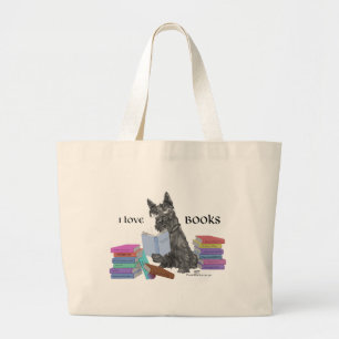 Bolsa Tote Grande Livros de Leitura de Terrier escoceses