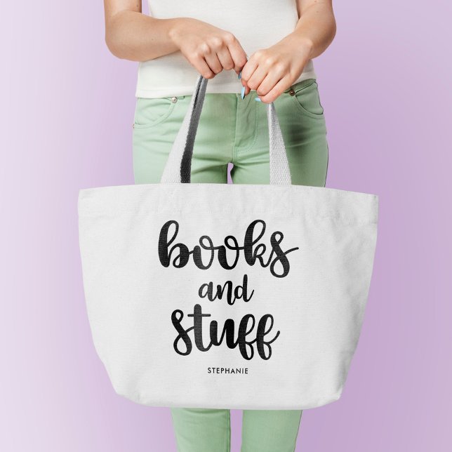 Bolsa Tote Grande Livros e coisas personalizados (Criador carregado)