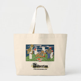 Bolsa Tote Grande Lobisomens Comendo Pizza
