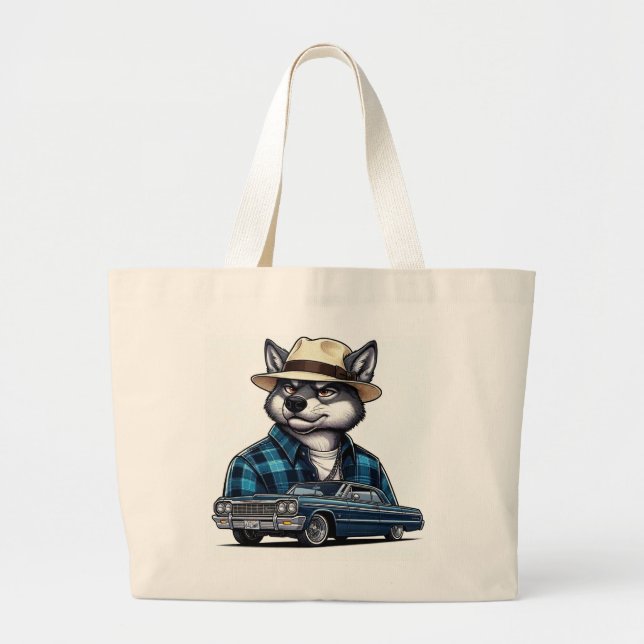 Bolsa Tote Grande Lobo Lowrider (Frente)
