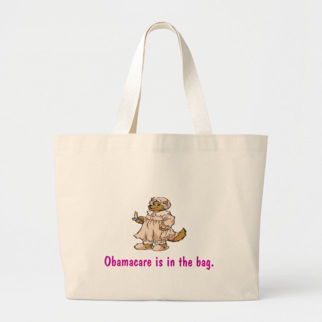 Bolsa Tote Grande Lobo na roupa da avó (Frente)