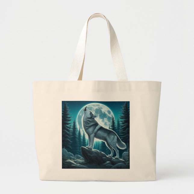 Bolsa Tote Grande Lobo Uivando (Frente)