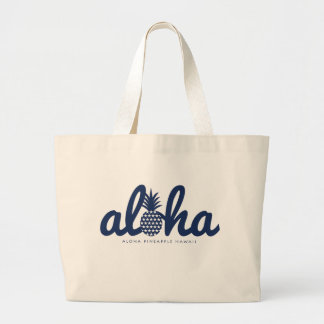 Bolsa Tote Grande Logotipo do abacaxi AlohaMarinho colorido