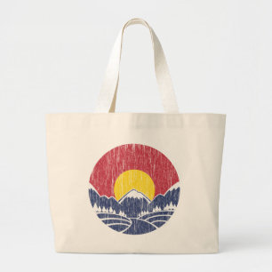 Bolsa Tote Grande Logotipo do por do sol de Colorado da montanha