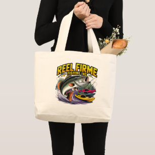 Bolsa Tote Grande Lona para Bass & Kayak "Reel Firme Fishing Inc" re