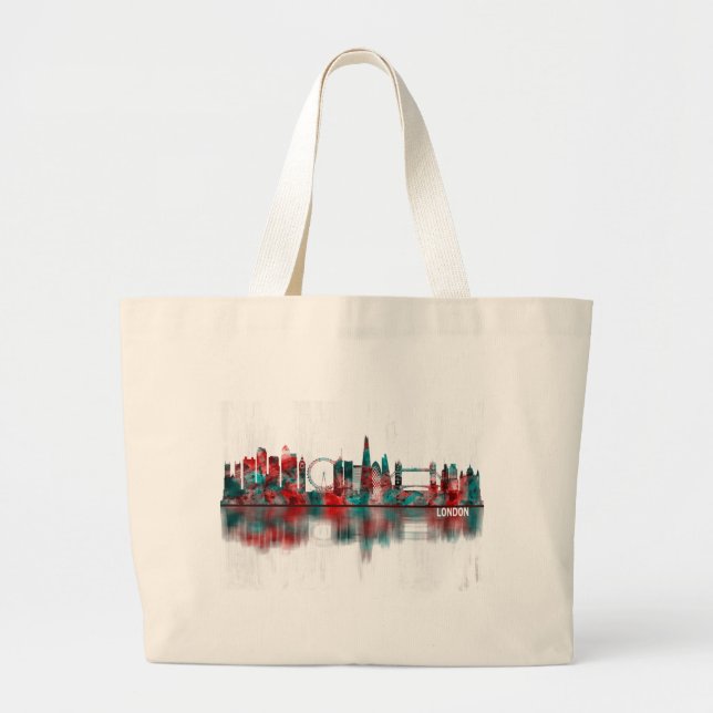 Bolsa Tote Grande London England Skyline (Frente)