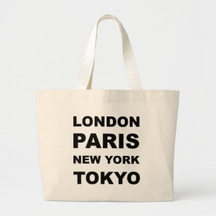 Bolsa Tote Grande Londres, Paris, New York, Tokyo.