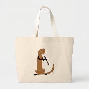 Bolsa Tote Grande Lontra que joga o clarinete