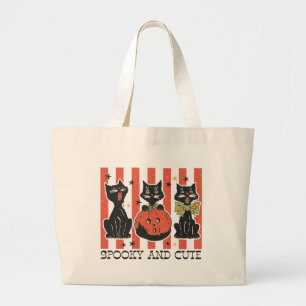 Bolsa Tote Grande Louco e Bonito - Gato Preto e Abóbora