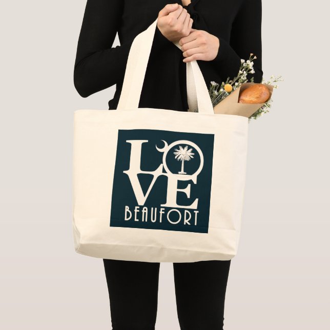 Bolsa Tote Grande LOVE Beaufort Carolina do Sul (Frente (produto))