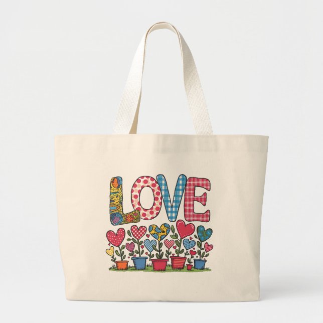 Bolsa Tote Grande LOVE - Herzblumen (Frente)