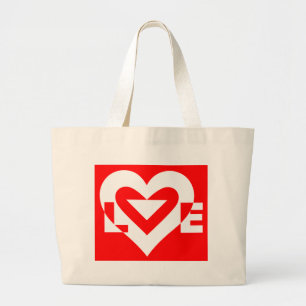 Bolsa Tote Grande Love White on Red